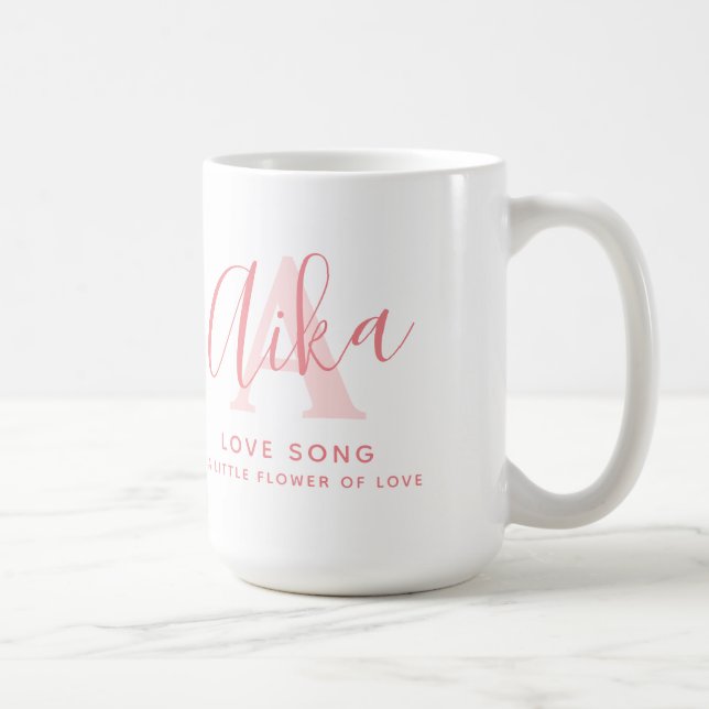 Aika namn betyder monogram A koralltext  Kaffemugg (Höger)