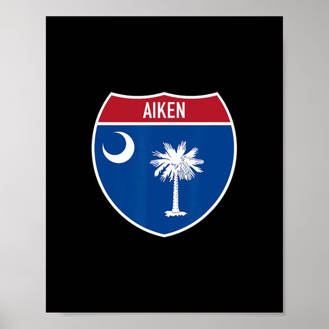 Aiken South Carolina Flagga Highway Interstate Sky Poster (Framsidan)