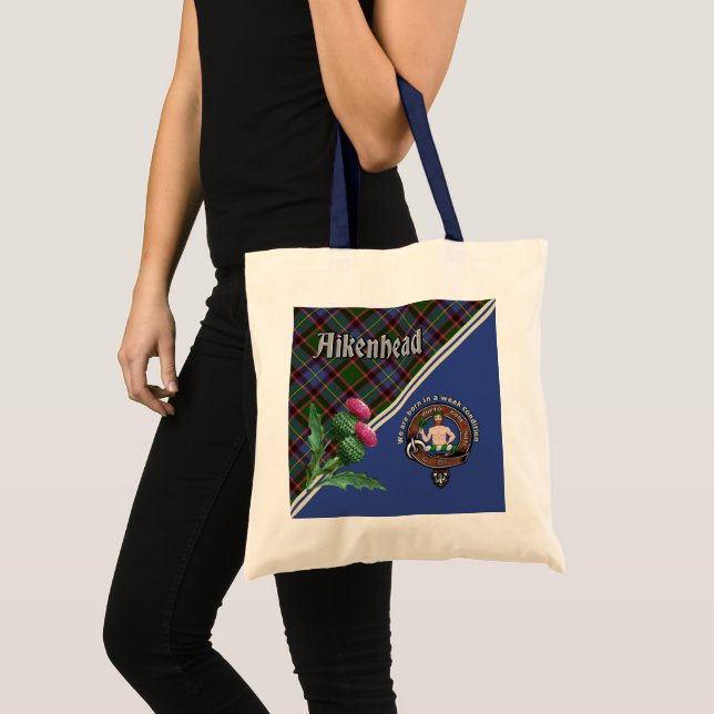 Aikenhead Klan Badge & Tartan Tote Bag Tygkasse (Framsida (produkt))