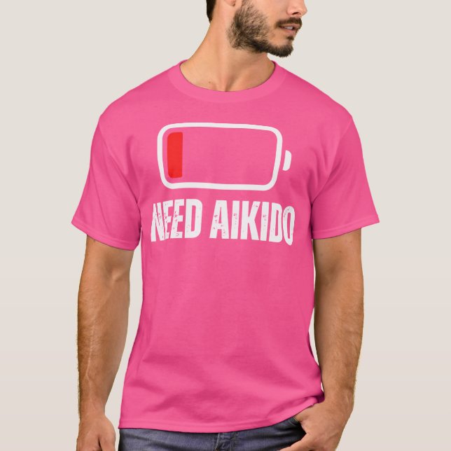 Aikido Coach Low Battery Need Aikido T Shirt (Framsida)