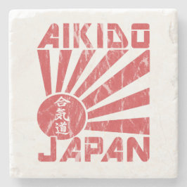 Aikido Japan Navel Flag Retro Drickgardin Stenunderlägg