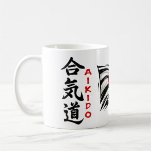 Aikido Kanji Drickmugg med japansk flagga Kaffemugg