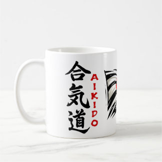 Aikido Kanji Drink Mug with Japanese Flag Kaffemugg