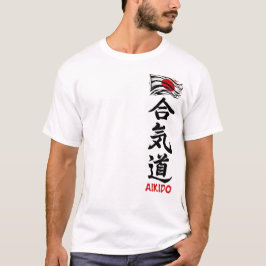 Aikido Kanji T-Shirt Med Japansk Flagga