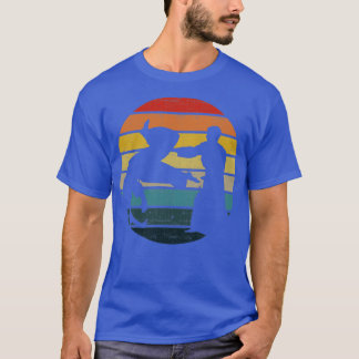 Aikido Silhouette på en stressad Retro Sunset gra T Shirt
