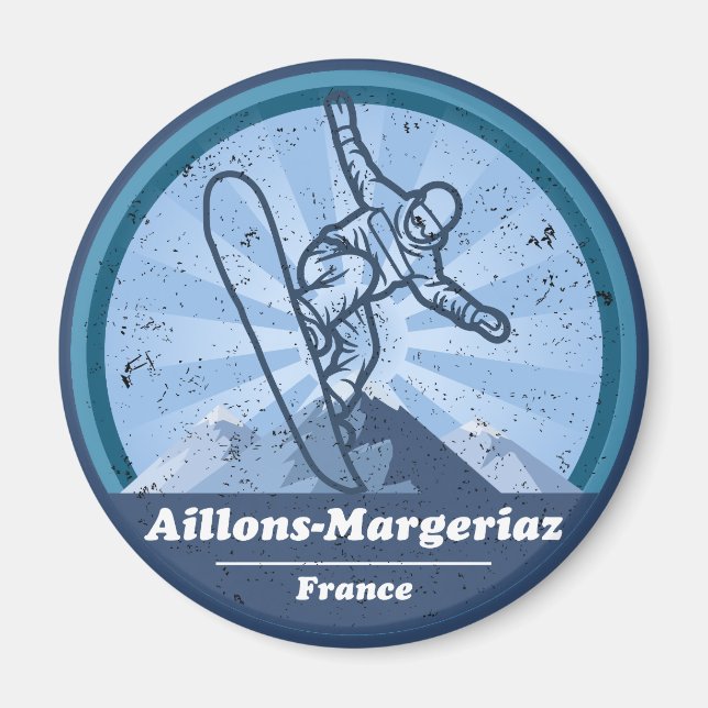 Aillons-Margeriaz Snowboard Magnet (Framsidan)