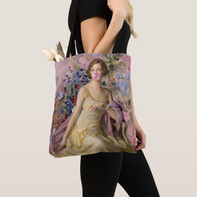 Ailsa Villard Flowers Pink Bubble gum Tygkasse (Närbild)