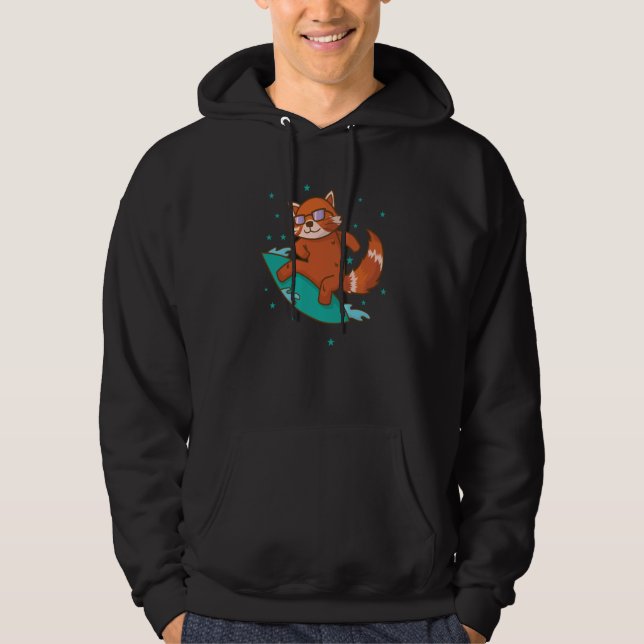 Ailuridae surfing Bear Cat lesser Panda Hoodie (Framsida)