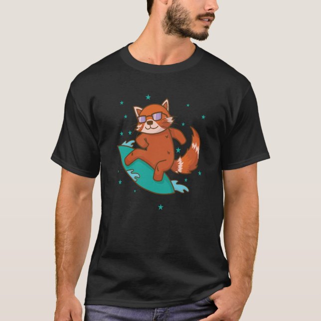 Ailuridae surfing Bear Cat lesser Panda T Shirt (Framsida)