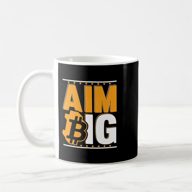 Aim Big Crypto Cryptocurrency Blockchains Bitcoin Kaffemugg (Vänster)