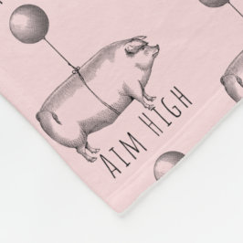 Aim High Cute Pig and Balloon Inspirational Fleecefilt