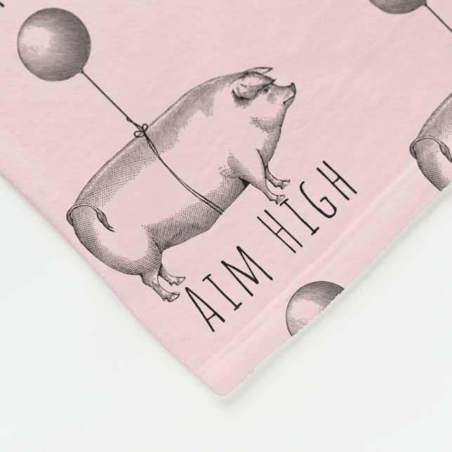 Aim High Cute Pig and Balloon Inspirational Fleecefilt (Hörn)