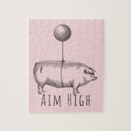 Aim High Cute Pig and Balloon Inspirational Pussel