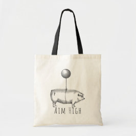 Aim High Cute Pig and Balloon Inspirational Tygkasse