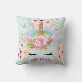 AIM HIGH Rosa Guld Glitter Unicorn Ansikte Girls Kudde