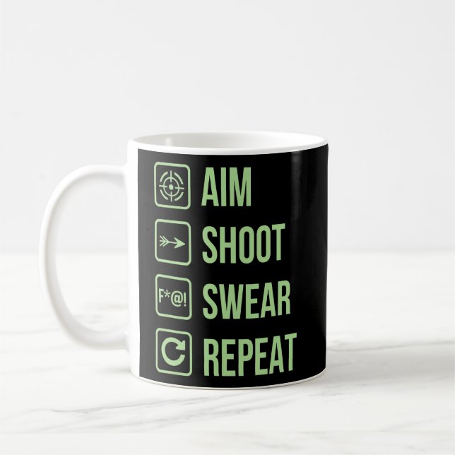 Aim Shoot Swear Repeat Archery Life Joke Kaffemugg (Vänster)