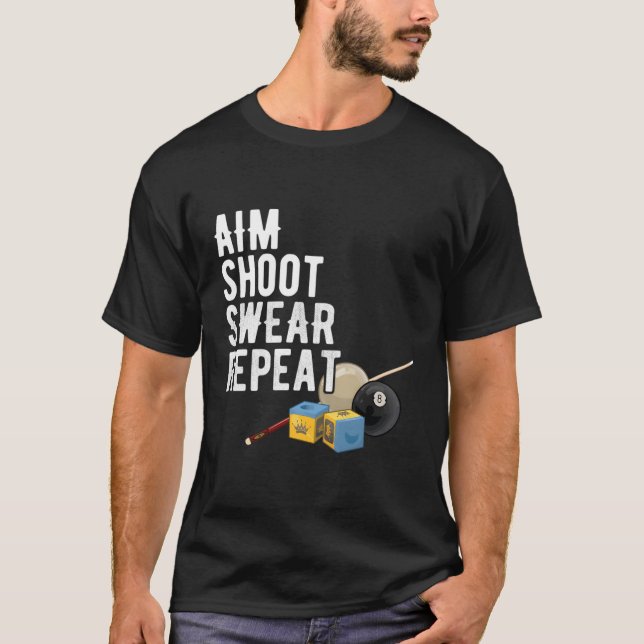 Aim Shoot Swear Repeat Bassäng Player Hall Shark B T Shirt (Framsida)