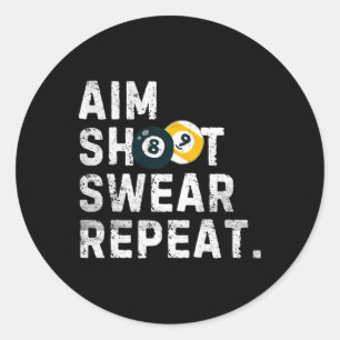 Aim Shoot Swear Repeat Vintage Bassäng Player Funn Runt Klistermärke