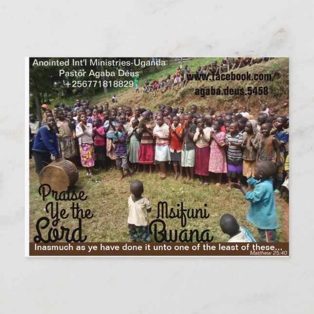 AIM-Uganda Prise Ye the Lord Postcard Vykort (Framsida)