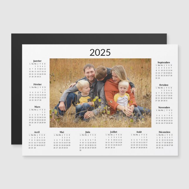 Aimant Calendrier personnalisé 2025 (Fram/baksida)