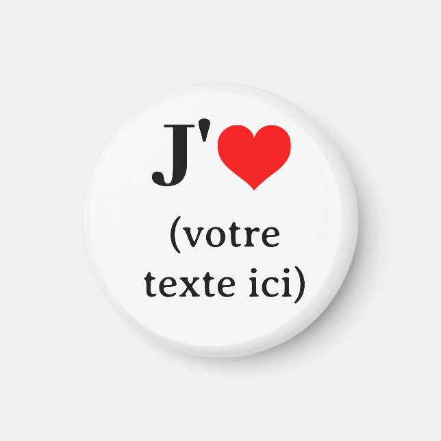 Aimant J'aime (votre texte ici) Magnet (Framsidan)