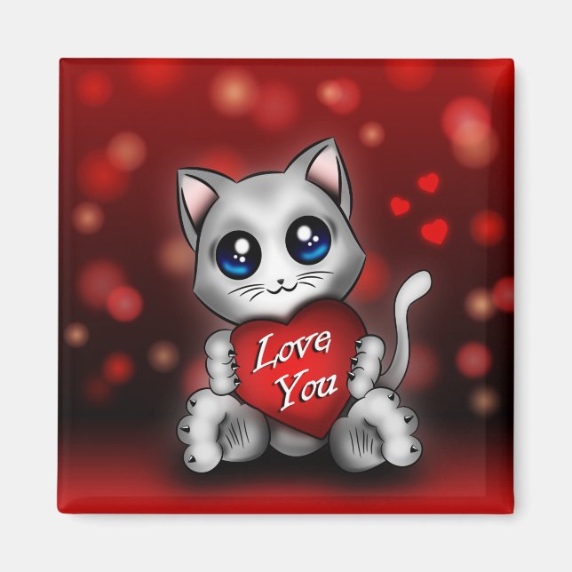 Aimant Le chaton t'aime Magnet (Framsidan)
