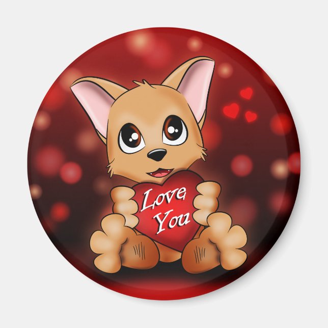 Aimant Le chiot t'aime Magnet (Framsidan)