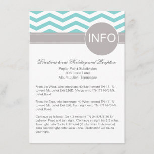 Aimee Chic Chevron Info Bröllop Directions teal Tilläggskort