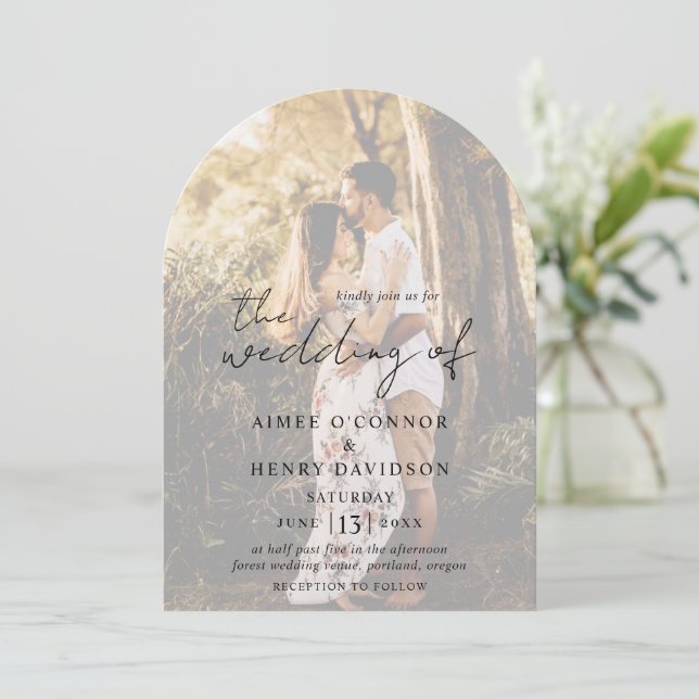 Aimee Rustic Script Modern Bröllop Inbjudningar (Stående Fram)
