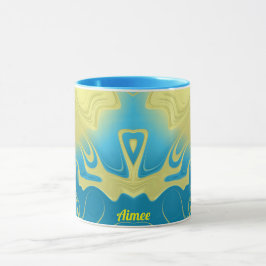 AIMEE ~ Zany 3D Fractal ~ Yellow Blue 3D Mugg