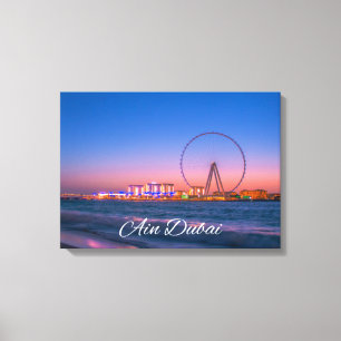 Ain Dubai Observation Wheel på natten Canvas Art
