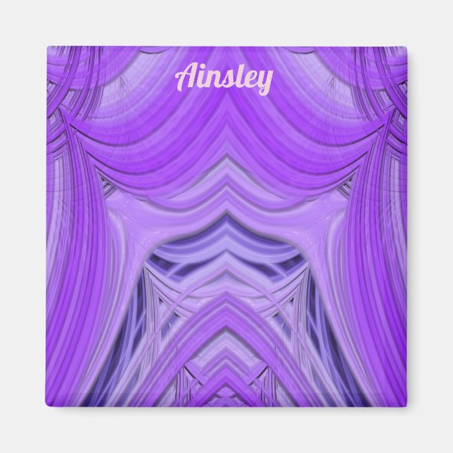 AINSLEY ~ 3D Fractal Design purple blue Magnet (Framsidan)