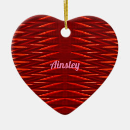AINSLEY ~ VALENTINE HJÄRTA ~ Röd Fraktal ~ Julgransprydnad Keramik