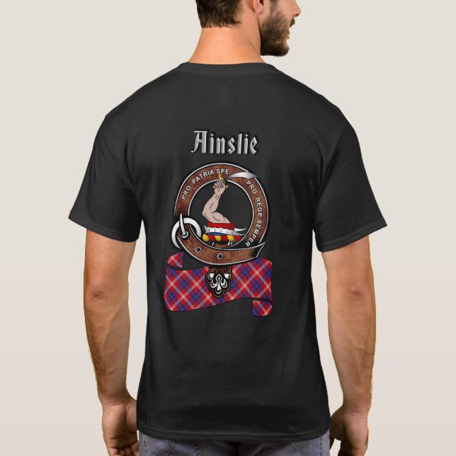 Ainslie Klan Badge & Tartan (baksida) T Shirt (Baksida)