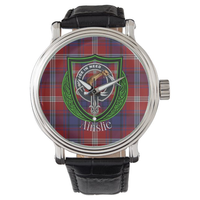 Ainslie Scottish Klan Tartan & Vapensköld Armbandsur (Framsida)