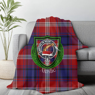 Ainslie Scottish Klan Tartan & Vapensköld Fleecefilt