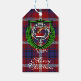 Ainslie skotska klan tartan och vapensköld presentetikett