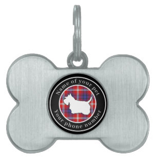 Ainslie Tartan Scottie Dog Personlig ID-bricka Husdjur