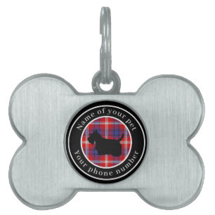 Ainslie Tartan Scottie Hund Personlig ID-bricka Husdjur
