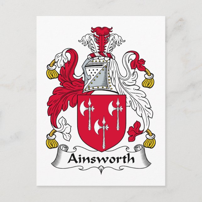 Ainsworth Family Crest Vykort (Framsida)