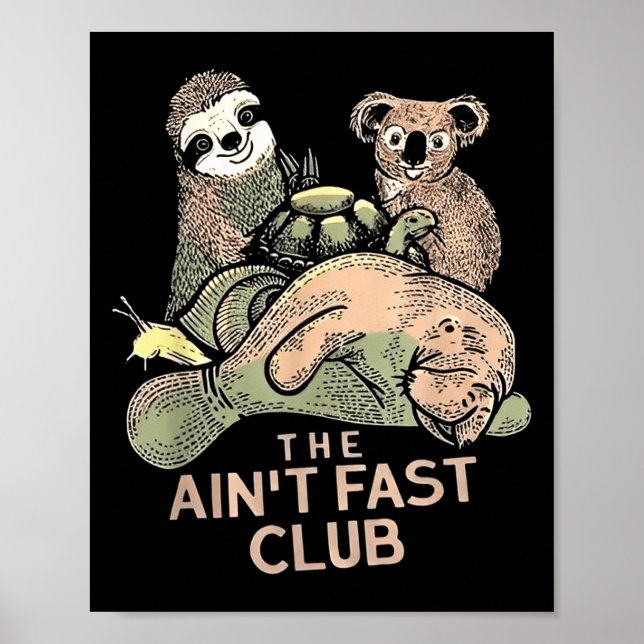 Aint Fast Klubb Koala Sloth Turtle Poster (Framsidan)