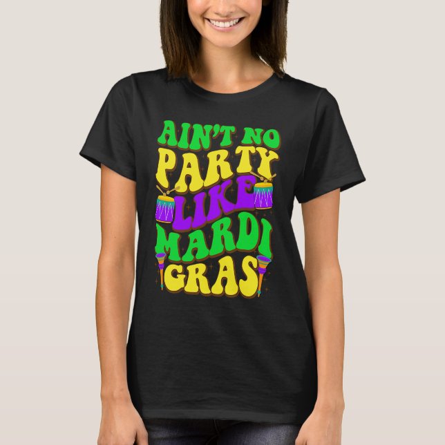 Ain't No Party Like Mardi Gras Party Jester Outfit T Shirt (Framsida)