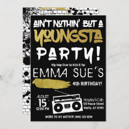 Aint Nothin' but a Youngsta Party Hip hop Birthday Inbjudningar