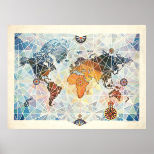 Air Afrique karta av världen Poster