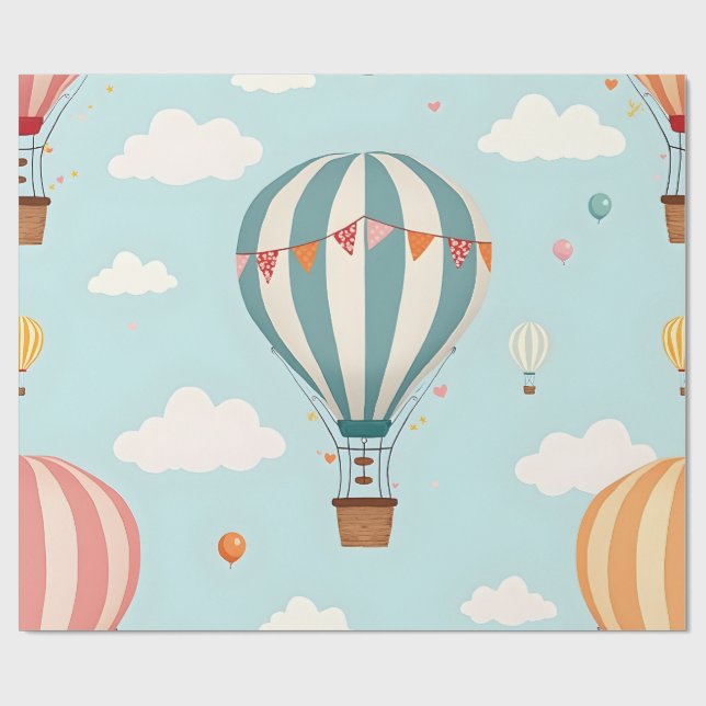 Air Baloon Design Wrapping Paper Presentpapper (Platt)