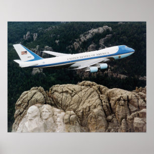 Air Force One över Mount Rushmore Poster