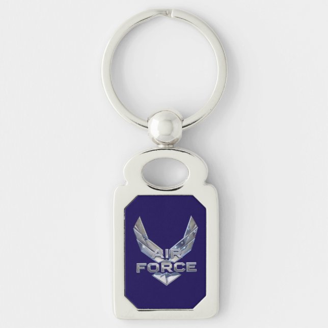 Air Force - USAF Metal Keychain Rektangulärt Silverfärgad Nyckelring (Framsidan)