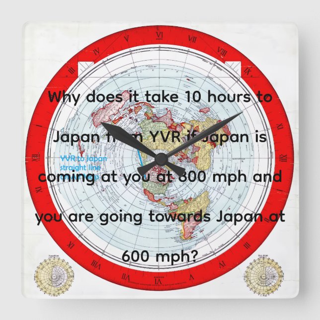 Air Map Fyrkantig Klocka (Framsida)