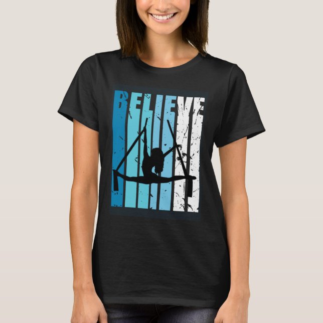 Air Yoga Aerialist Retro Believe Turquoise Air Yog T Shirt (Framsida)
