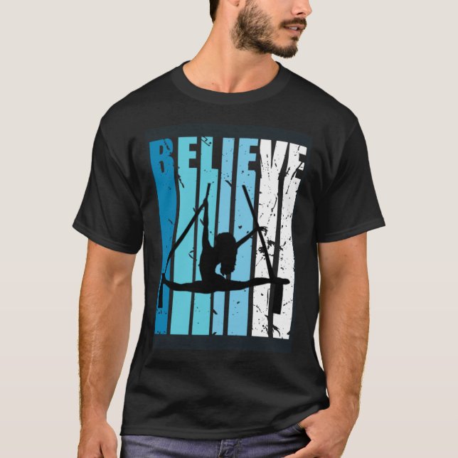 Air Yoga Aerialist Retro Believe Turquoise Air Yog T Shirt (Framsida)